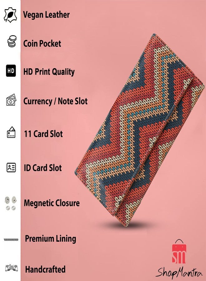 ShopMantra Multicolor Wallet for Woman | Premium Faux Leather Clutch | Stylish Money Organizer with Card Slots | Zigzag Print Design - Image 2